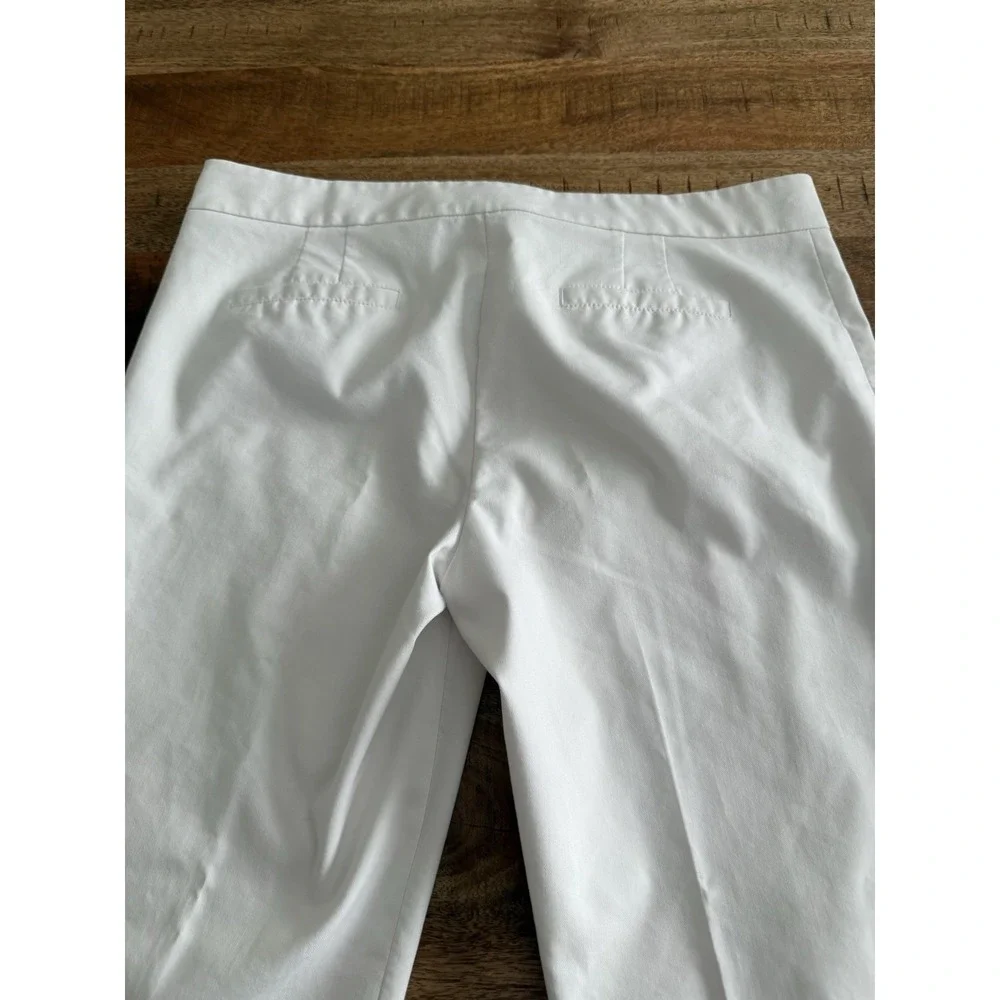 Tory Burch Womens White Ankle Pants Size 10 Stretch Crop Slim Career